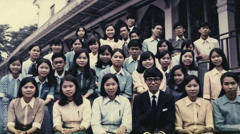 Fototapeta premium Oldschool student studying in classroom