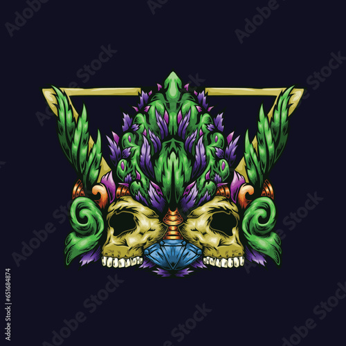 Cannabis flower with skull design vector