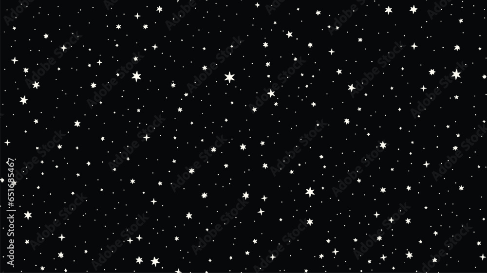 Seamless pattern with stars. Hand drawn stars texture. Night starry sky.