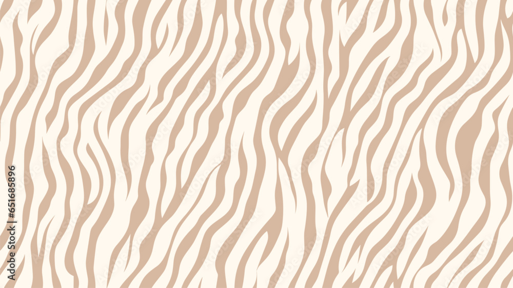 Tiger white beige seamless pattern. Vector animal skin print. Fashion organic texture. - obrazy, fototapety, plakaty 