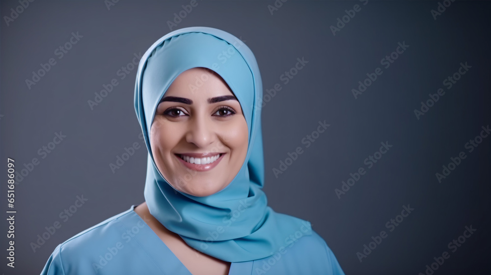 Meet a self-assured senior Arab nurse wearing a hijab, dedicated to healthcare.. Meet a self-assured senior Arab nurse wearing a hijab, dedicated to healthcare..