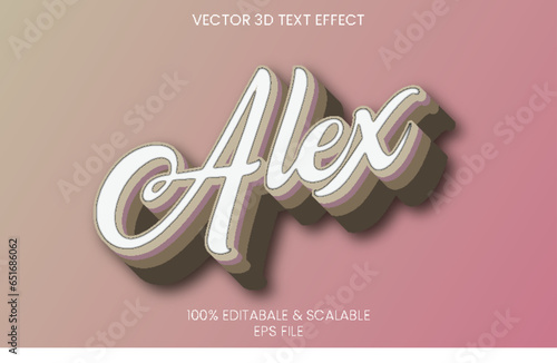 Vector alex font typography editable text effect style