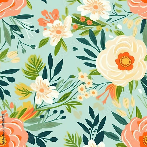 spring floral design summer seamless abstract pattern vector art AI Generated