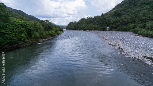 Panoramic landscape of the Pastaza river in the Ecuadorian jungle