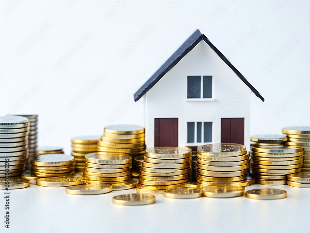 Mini house for real estate investment. Mortgage concept. Searching, choice of location for construction, rental housing.