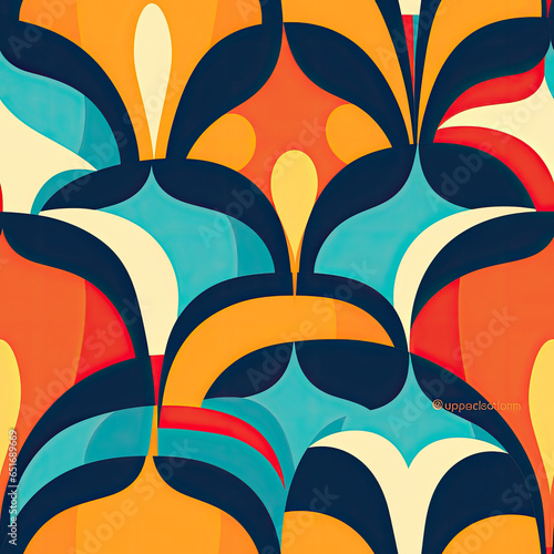 Retro Vibes Fun and vibrant patterns reminiscent of retro designs from the 60s or 70s vector art AI Generated photo