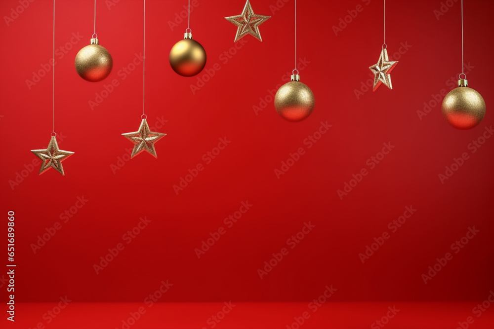 Christmas background. Christmas ornaments banner template copy space for text. New year concept with red colored banner Christmas background. Christmas ornaments banner template copy space for text. New year concept with red colored banner