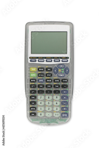 Advanced graphing calculator with blank space on screen on white background