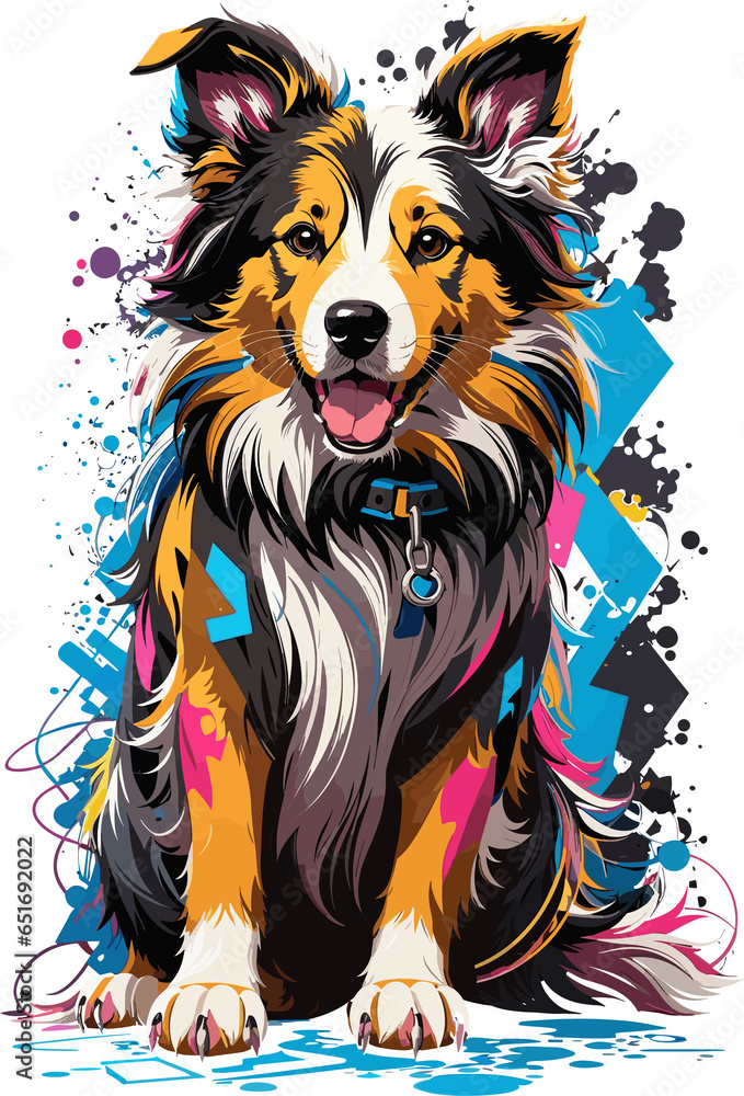 Collie Dog splash color