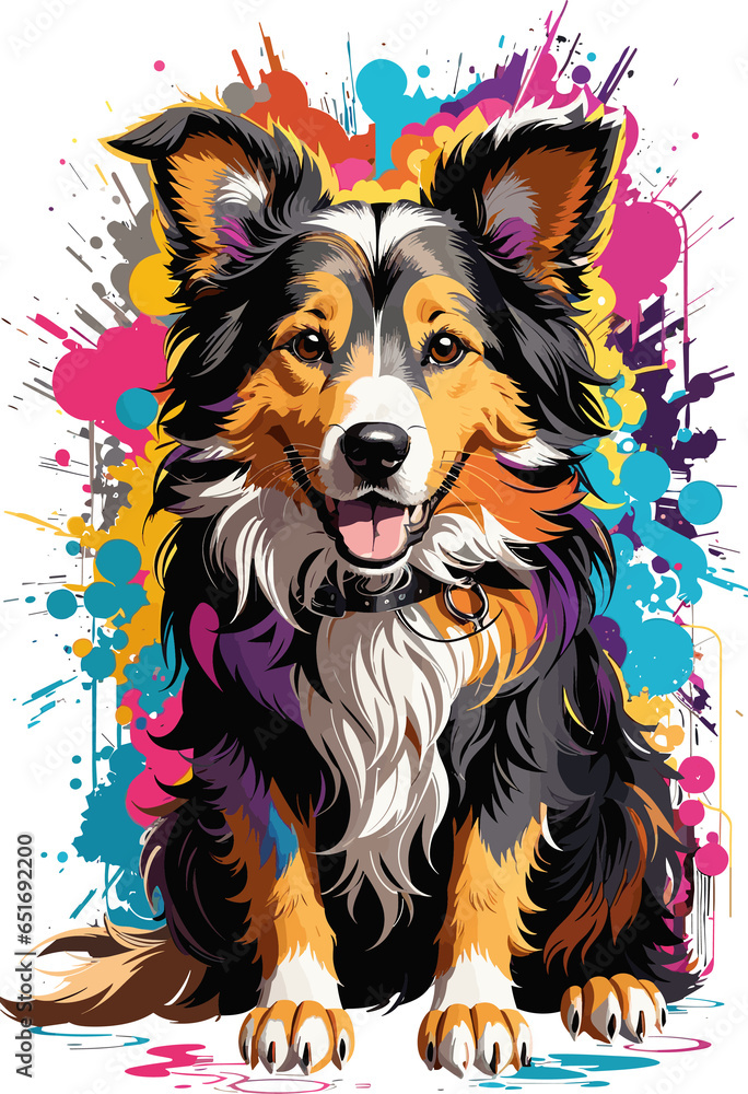Collie Dog splash color Collie Dog splash color