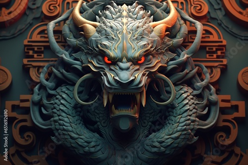 chinese dragon statue, Generative AI