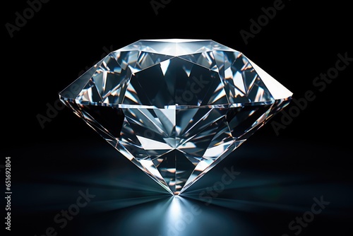Sparkling big diamond on black background