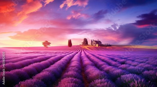 Lavender field at sunset, Provence. France