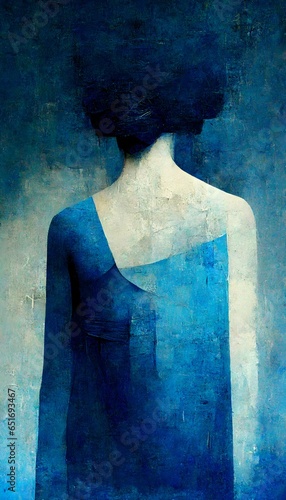 things unseen abstract surreal minimalist texture symbolism figurative monochomatic in blue  photo