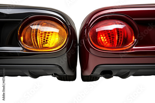 Close up of the rear car light isolated on a transparent background, Generative Ai