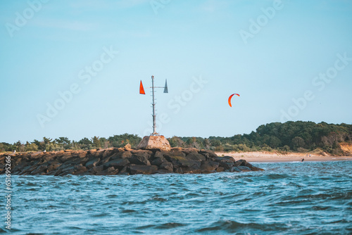 kite surfing on the beach