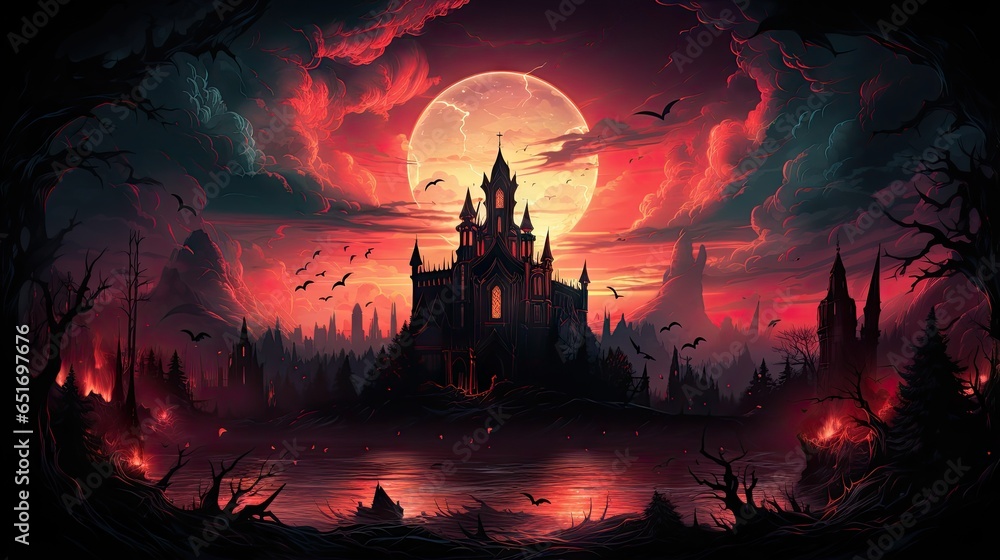Scary horror halloween illustration background 