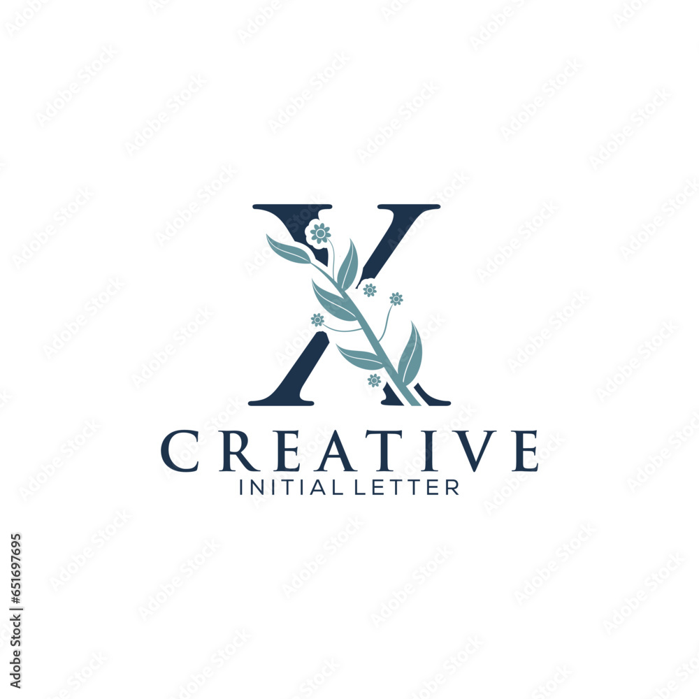 Initial Letter X and Floral Logo vector, Botanical Minimalistic Letter Feminine Logo design template Initial Letter X and Floral Logo vector, Botanical Minimalistic Letter Feminine Logo design template
