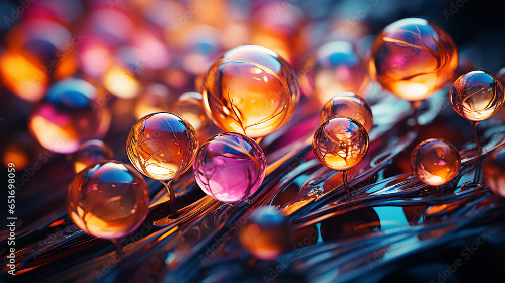 Transparent Light Pink Gradient Bubbles Floating Above a Colorful Background Transparent Light Pink Gradient Bubbles Floating Above a Colorful Background