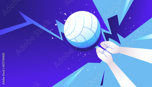 Volleyball player hands setting ball on abstract background. The sports competitions.