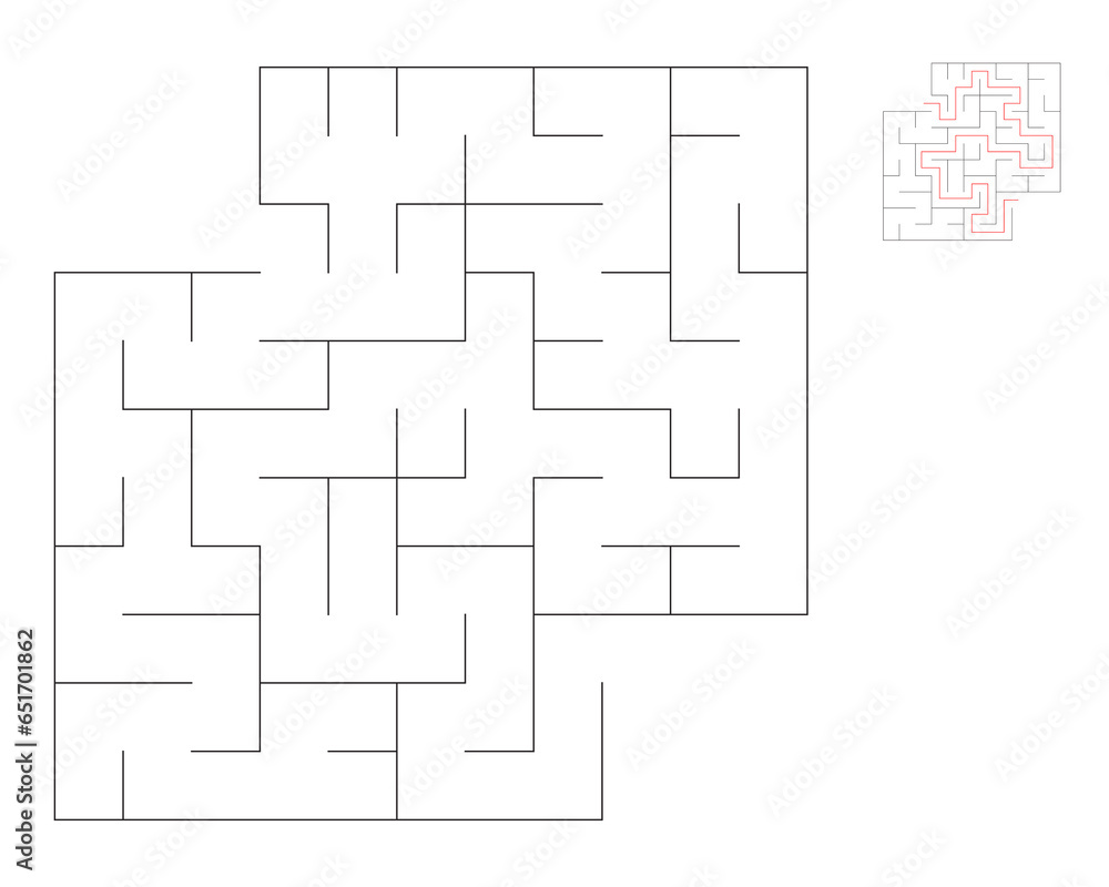 Square maze, logic game with labyrinths. maze game. A maze with answers Square maze, logic game with labyrinths. maze game. A maze with answers