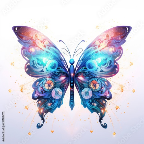 Cute little butterfly in the style of electric dream isolated on white background