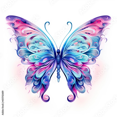 Cute little butterfly in the style of electric dream isolated on white background