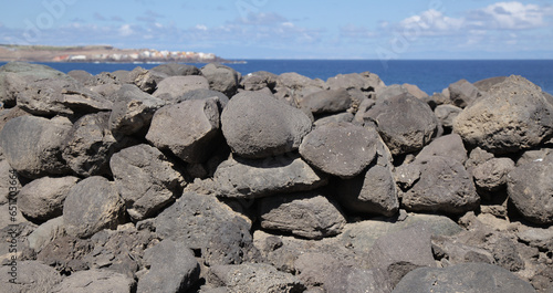 Archaeological site La Guancha in Galdar Municipality of Gran Canaria, close to north coast of the island. Archaeological survey ongoing photo