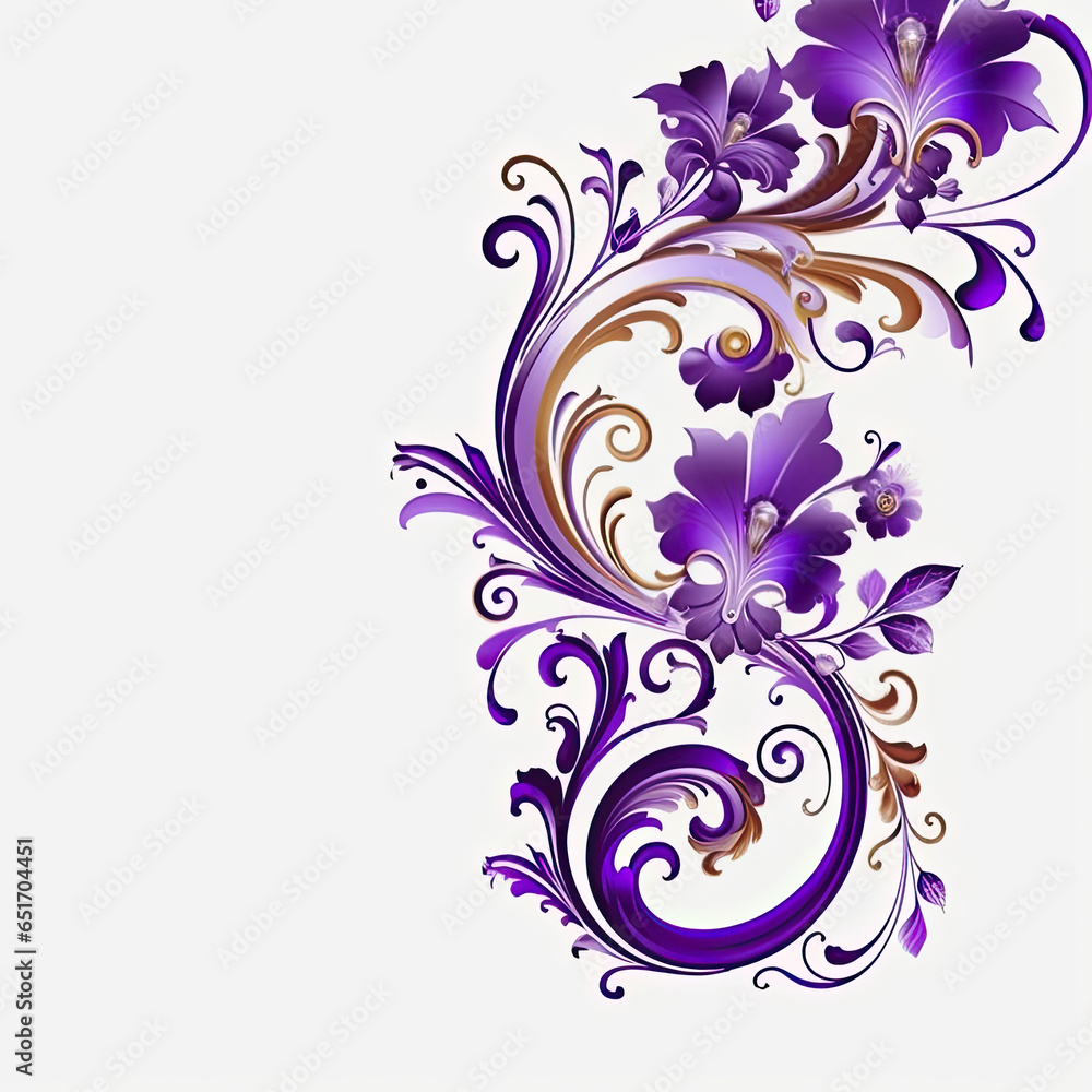 Violet elaborate filigree corner borders on white Background, AI Generated Violet elaborate filigree corner borders on white Background, AI Generated