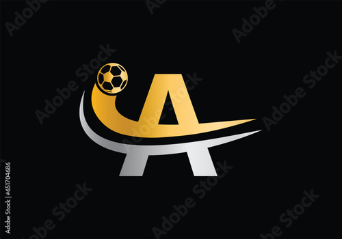 A Letter with Football Sports Logo Template Design. For Football Club Symbol Vector Template