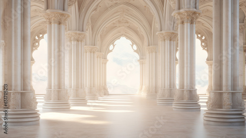 empty marble corridor with columns