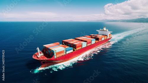 container ship in open sea