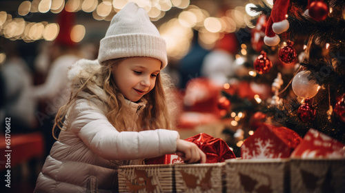 A child buys jewelry for Christmas. photo