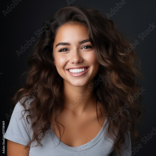 a young attractive women smiling   in the style of smooth
