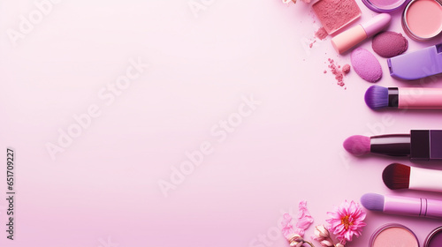 make up powder and brushes background banner