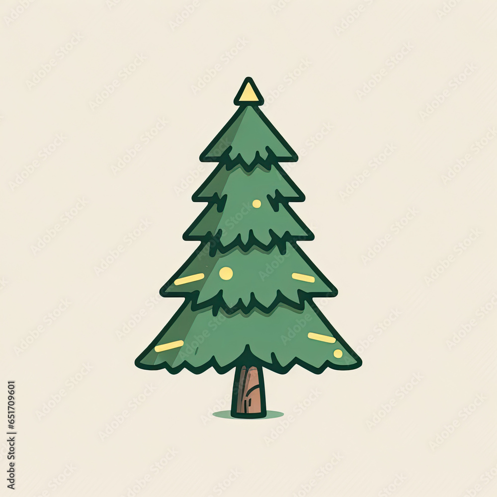 Simple vector drawing of a decorated christmas tree, minimalist icon symmetrical sticker design AI Generated Simple vector drawing of a decorated christmas tree, minimalist icon symmetrical sticker design AI Generated