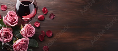 Valentine s ambiance with wine roses and hearts