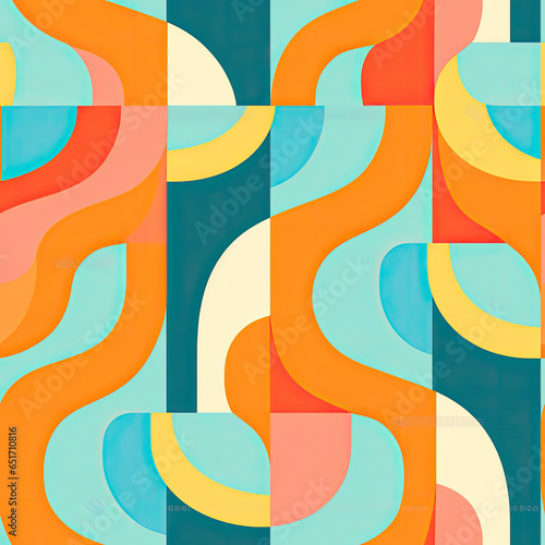 Retro Vibes Fun and vibrant patterns reminiscent of retro designs from the 60s or 70s vector art AI Generated photo