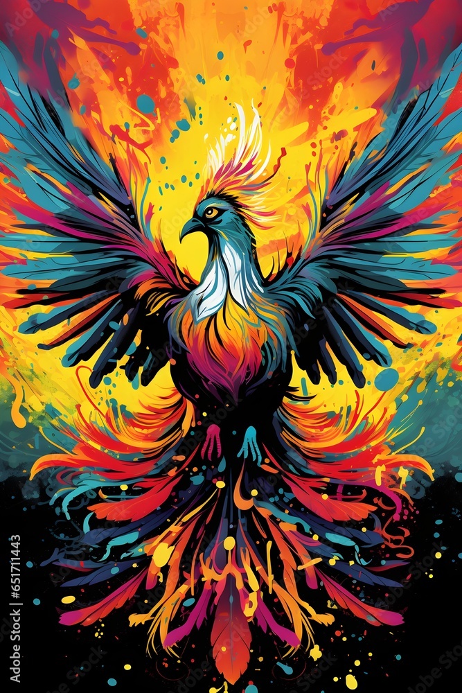 The legendary phoenix, rendered in vibrant colors and explosive style, capturing the essence of rebirth and mythical resilience. The legendary phoenix, rendered in vibrant colors and explosive style, capturing the essence of rebirth and mythical resilience.