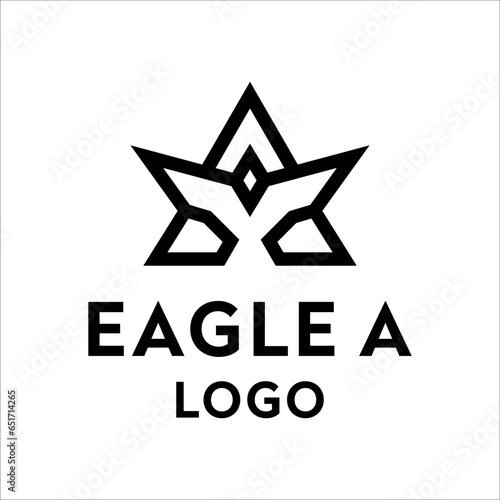 letter A shaped like an eagle technology modern logo vector