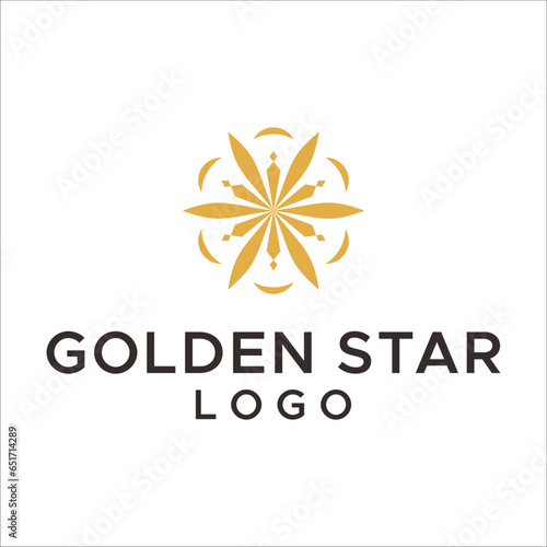 Elegant Octagonal luxury golden flower tile pattern mandala logo design