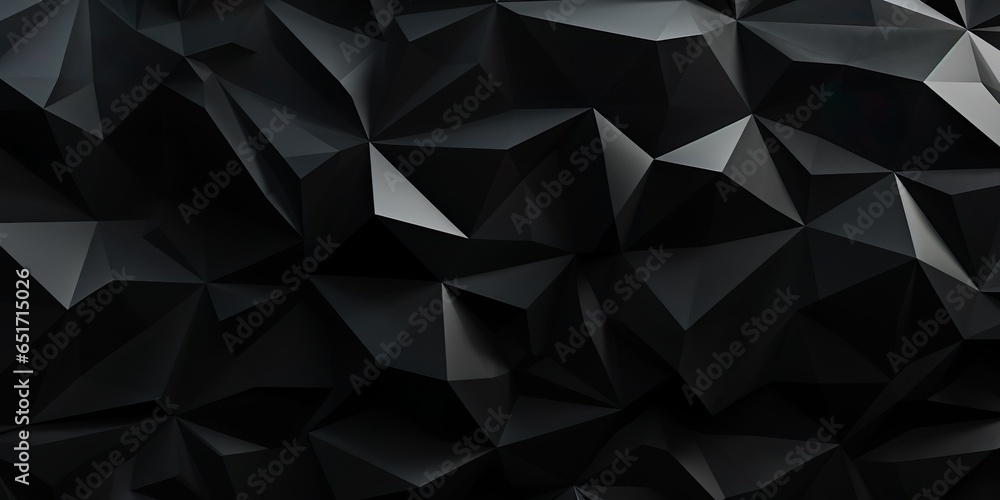 Abstract 3d texture, black crystal background, faceted texture, macro panorama, wide panoramic polygonal wallpaper | Generative AI Abstract 3d texture, black crystal background, faceted texture, macro panorama, wide panoramic polygonal wallpaper | Generative AI