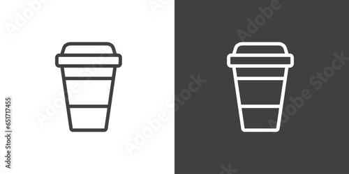 Simple icon of coffee cup, Vector icon of hot drink packaging, such as tea, milk, or coffee, Drink packaging vector icon in trendy line style on white background. Soft drink icon in modern packaging.