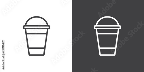 Vector icon of cold drink packaging, such as milk tea, coffee or fruit juice, drink packaging vector icon in trendy line style on white background. Soft drink icon in modern packaging.