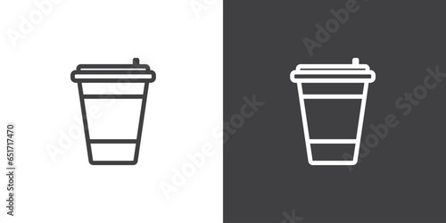 Simple icon of coffee cup, Vector icon of hot drink packaging, such as tea, milk, or coffee, Drink packaging vector icon in trendy line style on white background. Soft drink icon in modern packaging.