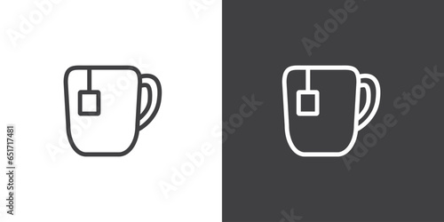 Cup of Tea icon. Simple cup icon. Cup outline pictogram. Thin line sign for design logo, High quality single outline tea cup symbol for web design or mobile app.
