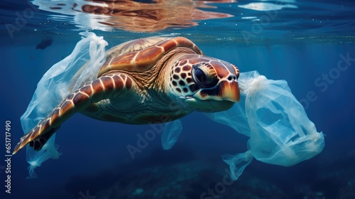 Sea turtle trapped in plastic bags. Environmental pollution problem of  rubbish and trash in the oceans and seas - Stock Image - Everypixel