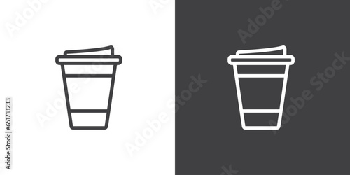 Modern icon of coffee cup, Vector icon of hot drink packaging, such as tea, milk, or coffee, Drink packaging vector icon in trendy line style on white background. Soft drink icon in modern packaging.