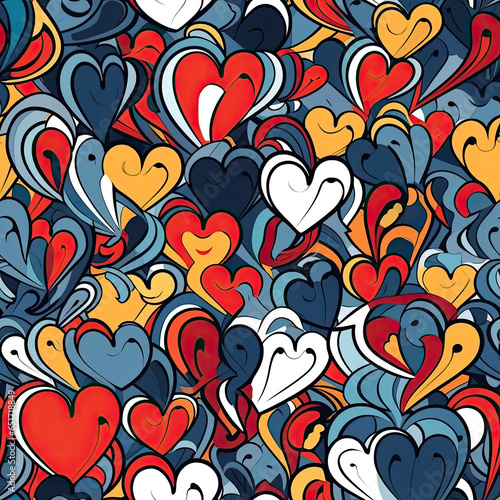 heart design in famous artist unique combinations, seamless abstract pattern vector art AI Generated
