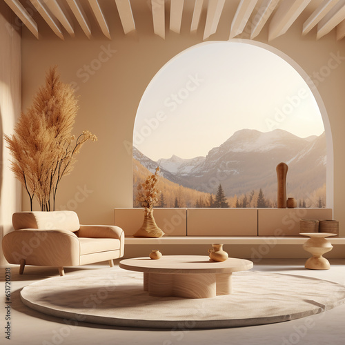 4D furniture model of a room in the style of naturalist
